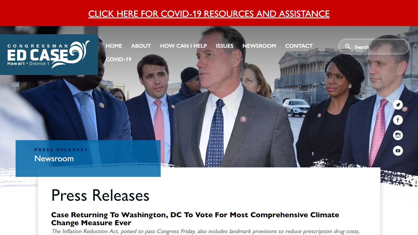 Case Returning To Washington, DC To Vote For Most Comprehensive Climate ...